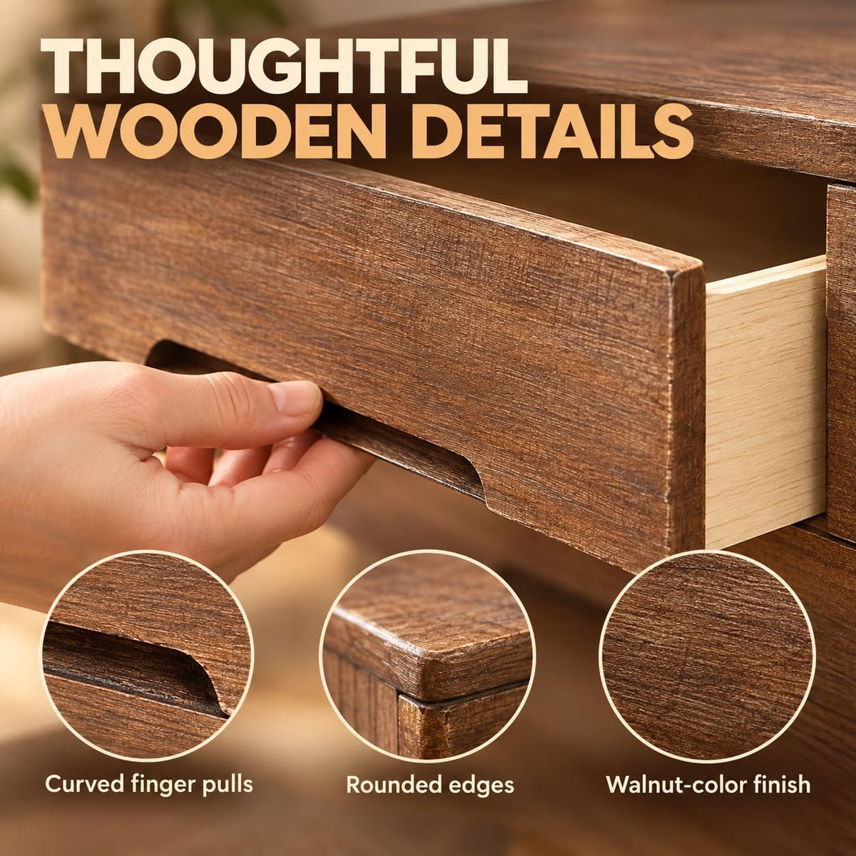 Wood 2 Drawer Desktop Organizer Cabinet with Lockable Drawers