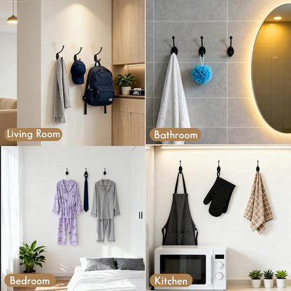 CBWLWJ 16 Pack Coat wall Hooks for Hanging, Durable Coat Hook Wall Mount, with Easy Installation Metal Closet Hooks, Living Rooms, Entrances, Bathrooms, Bedrooms(Black)