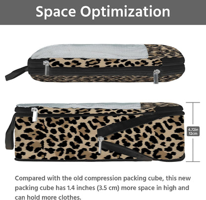 7 Pcs Compression Packing Cubes for Travel, Waterproof Suitcase Luggage Backpack Organizer with Toiletry Bag Travel Essentials for Women/Men-Leopard