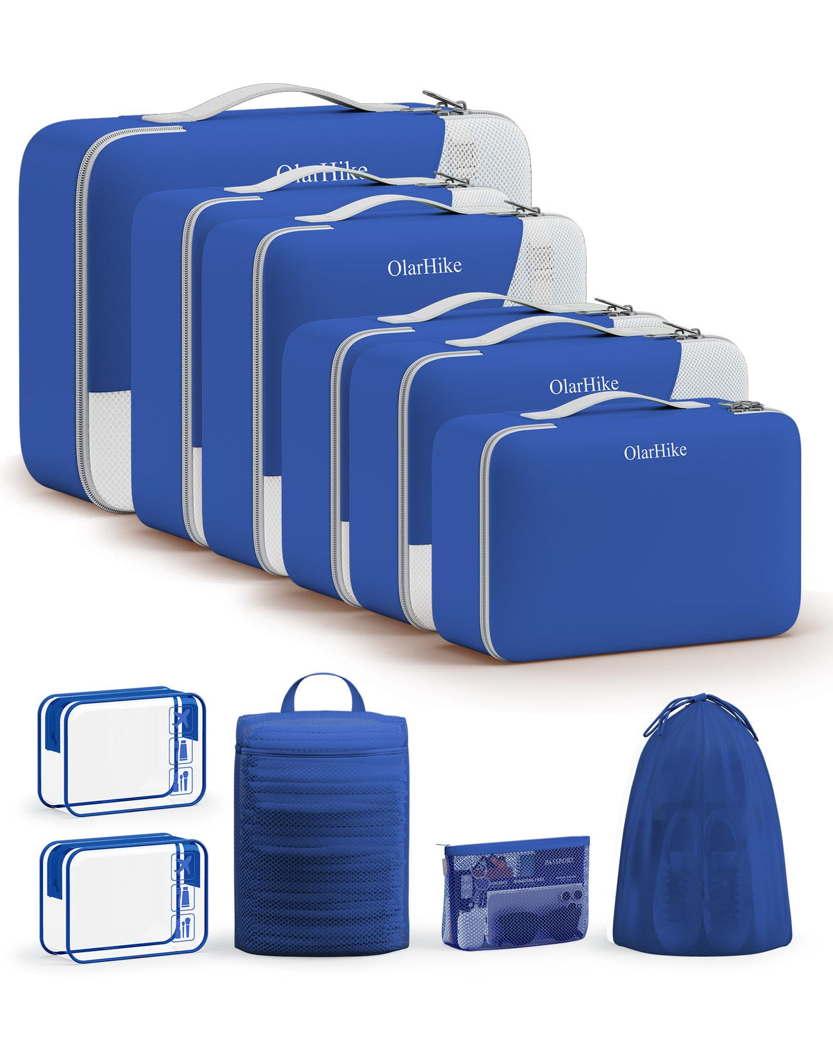OlarHike Packing Cubes for Travel,Gifts for Women Mom,Anti-Tearing Suitcase Organizer for Luggage with Shoe & Hanging Toiletry Bag,Vacation Essentials & Accessories for Cruise Ship,11 Set,Orange