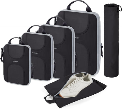 BAGSMART 6 Set Compression Packing Cubes, Travel Luggage Organizer Bags