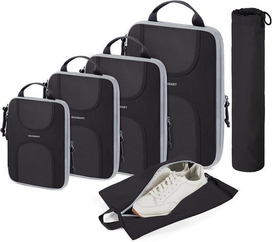 BAGSMART 6 Set Compression Packing Cubes, Travel Luggage Organizer Bags