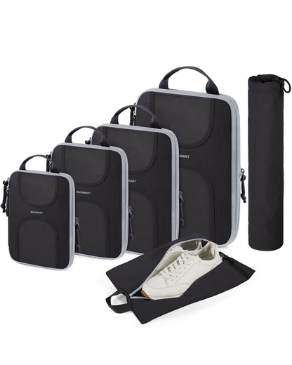 BAGSMART 6 Set Compression Packing Cubes, Travel Luggage Organizer Bags