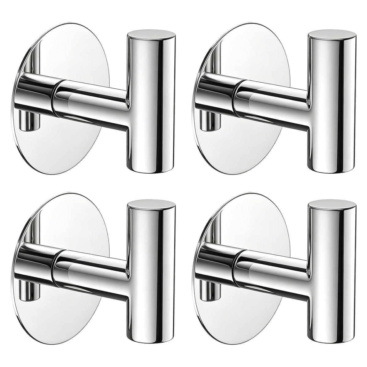 Gold Stainless Steel Wall Hooks, Heavy Duty Self-Adhesive Hooks for Coats, Towels, Robes, Hats, Aprons – No Drill Bathroom, Kitchen, Hotel (2 Pack)