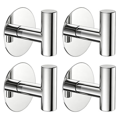 Gold Stainless Steel Wall Hooks, Heavy Duty Self-Adhesive Hooks for Coats, Towels, Robes, Hats, Aprons – No Drill Bathroom, Kitchen, Hotel (2 Pack)