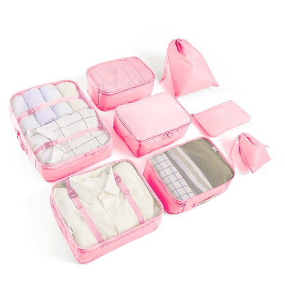 LANSKLBD 6/8 Set Packing Cubes for Suitcases Travel Luggage Packing Organizers,Travel Accessories Essentials Luggage Organizer with Shoe/Tioletry/Laundry Bag (Grey, 8 set)