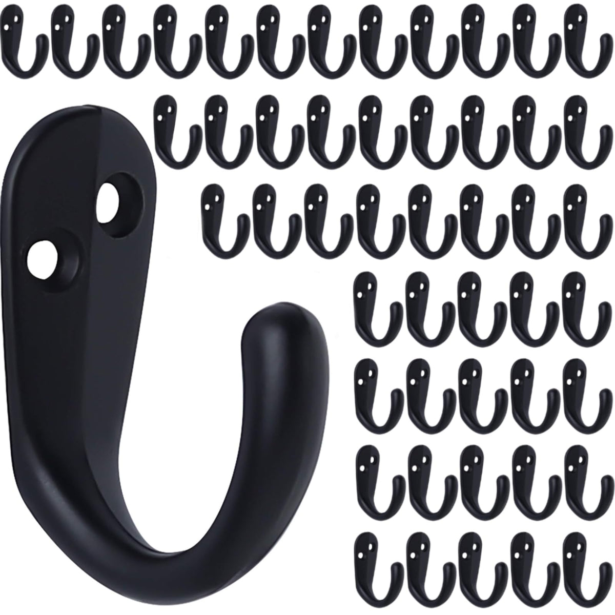 IBosins 15PCS Coat Hooks Wall Mounted Black Single Prong Robe Hook