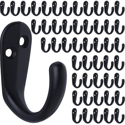 IBosins 20PCS Coat Hooks Wall Mounted Black Single Prong Robe Hook