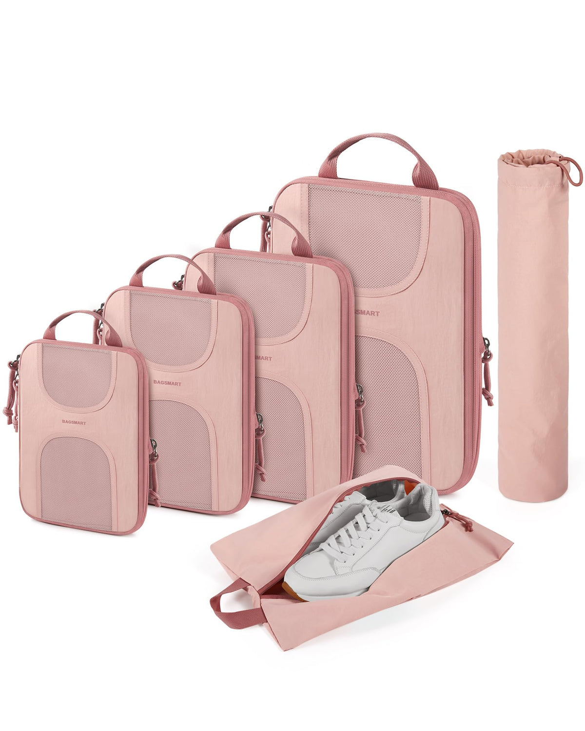 BAGSMART 6 Set Compression Packing Cubes, Travel Luggage Organizer Bags