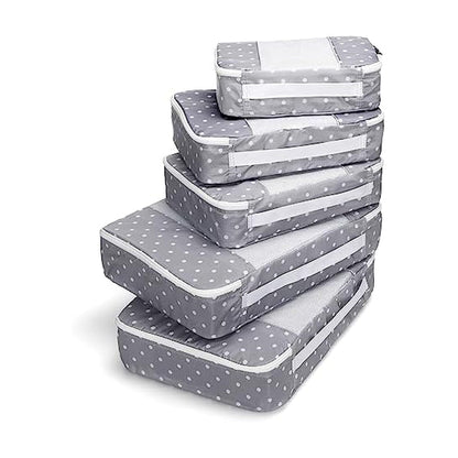 Travel Wise 5-Piece Packing Cubes Set Ripstop Nylon Pattern Design