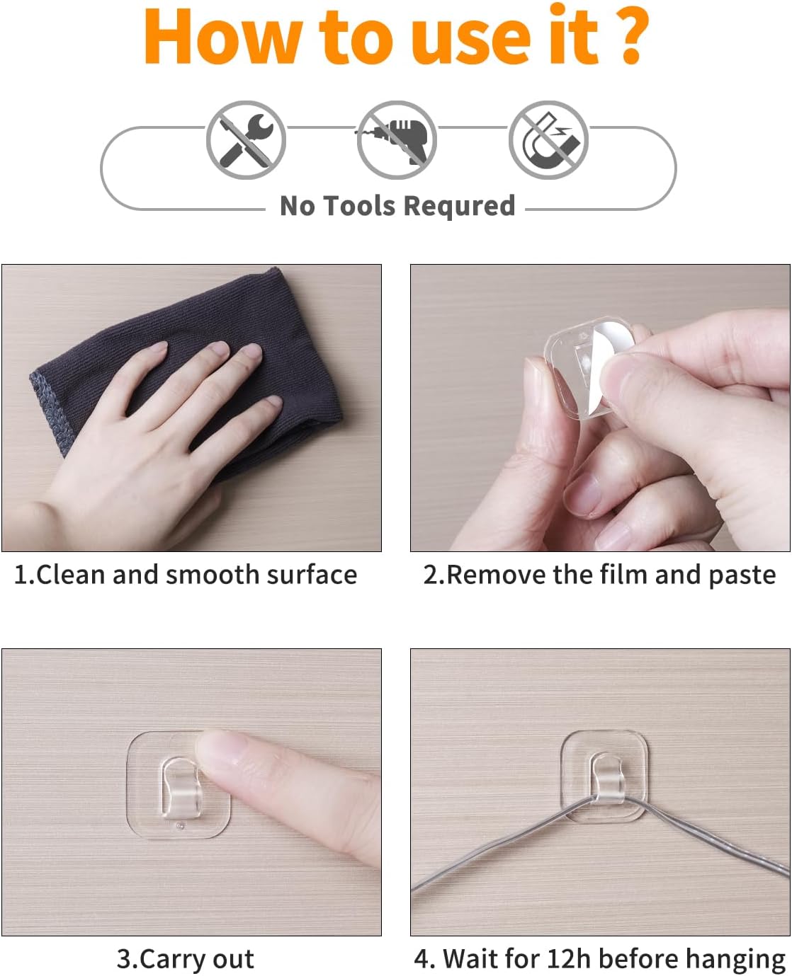 ispneay 50 Mini Light Hooks with Adhesive Strips Indoor String Light Clips