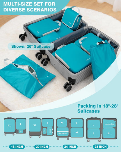 Gonex 10-Piece Compression Packing Cubes with Travel Organizer Set