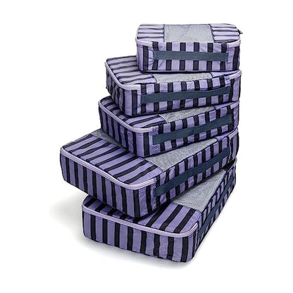 Travel Wise 5-Piece Packing Cubes Set Ripstop Nylon Pattern Design