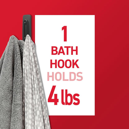 Command Large Black Bath Double Hooks, 1 Hook, 1 Strip