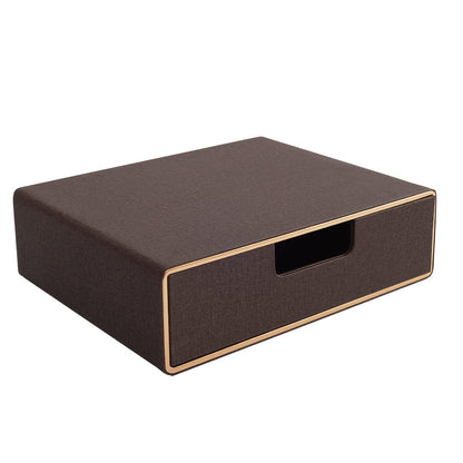 Cloth-effect Faux Leather Desk Organizer File Cabinet Executive Office Supplies Desktop Filing A4 Contract Document Stackable Storage Box with 3 Drawers (Grey)