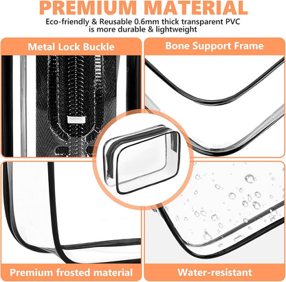 AURUZA Clear Makeup Bag,Portable Travel Toiletry Bags with Zipper, TSA Approved Clear Organizer Bags, PVC Cosmetic Pouch for Airport Airline Compliant