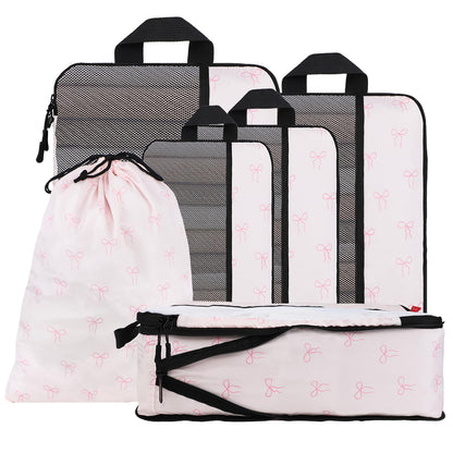 U+U 6 Set Compression Packing Cubes, Travel Organizers (Polka Dot)