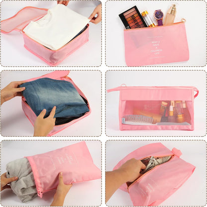 7PCS Packing Cubes for Suitcases, Travel Luggage Organizer Bags, Suitcase Organizer Bags Set for Carry on Luggage Travel Essentials, Pink