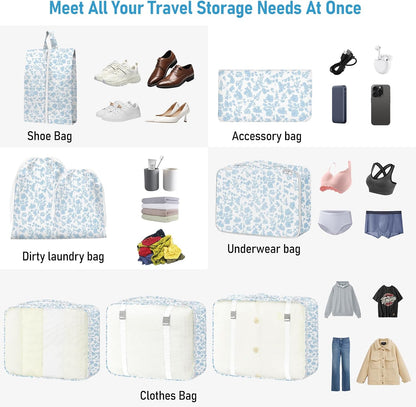 Packing Cubes for Travel - 8 Set Luggage Organizer Bags for Family, Mesh Breathable Packing Cubes for Suitcases Durable Travel Essentials Bags Set