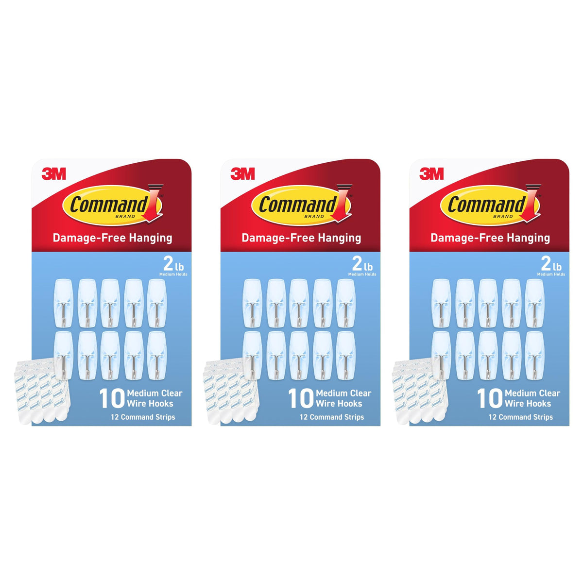 Command Medium Clear Wire Hooks, 6 Hooks, 8 Strips