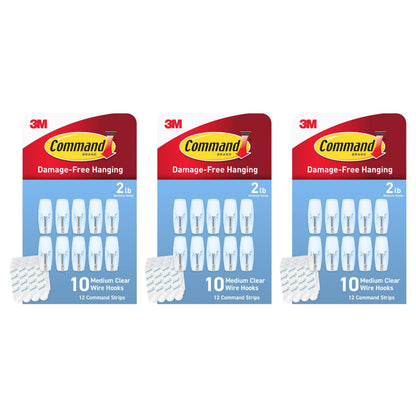 Command Medium Clear Wire Hooks, 6 Hooks, 8 Strips