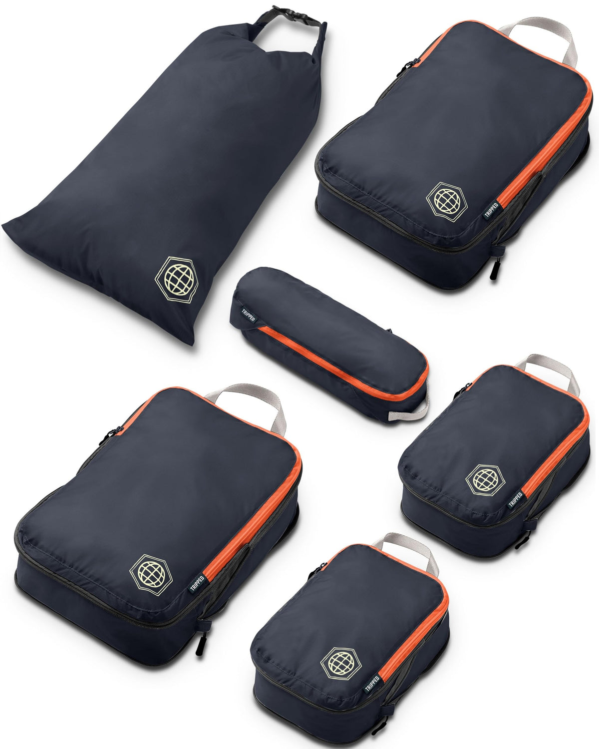 TRIPPED Travel Gear Compression Packing Cubes for Carry-On Travel 6-Pack
