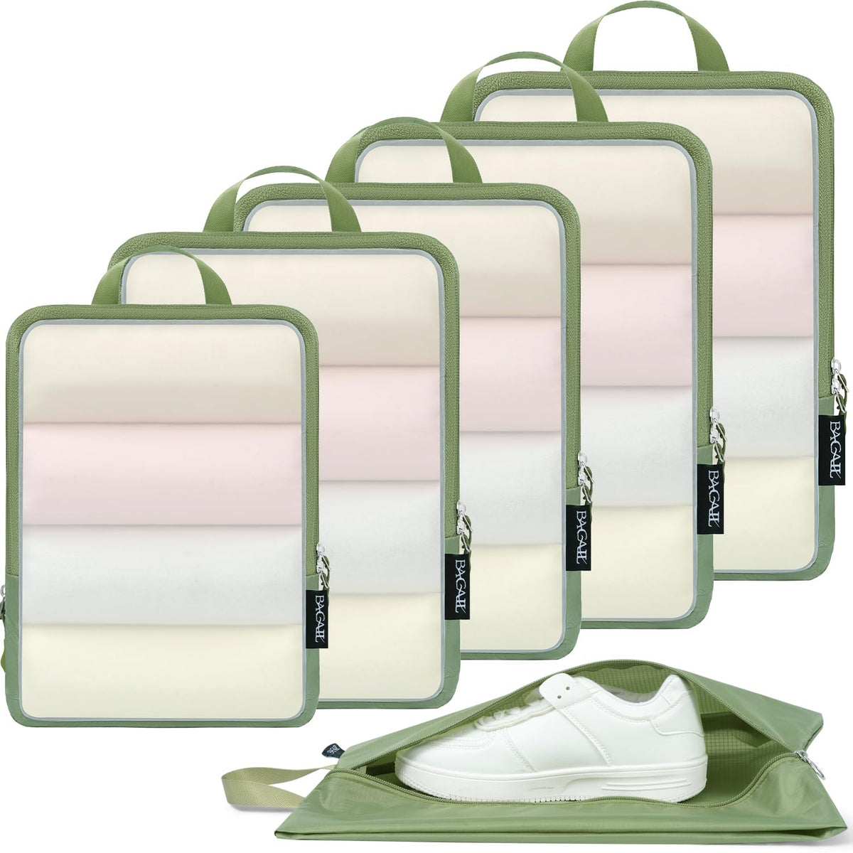 BAGAIL 6 Set Ultralight Compression Packing Cubes Packing Organizer for Travel Accessories Luggage Suitcase Backpack