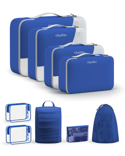 OlarHike Packing Cubes for Travel,Gifts for Women Mom,Anti-Tearing Suitcase Organizer for Luggage with Shoe & Hanging Toiletry Bag,Vacation Essentials & Accessories for Cruise Ship,11 Set,Orange