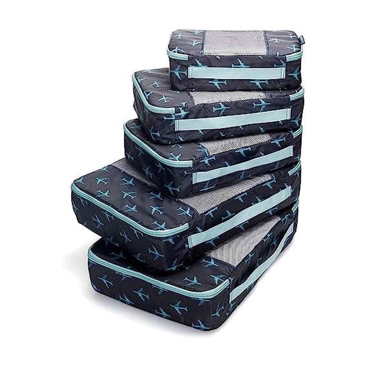 Travel Wise 5-Piece Packing Cubes Set Ripstop Nylon Pattern Design