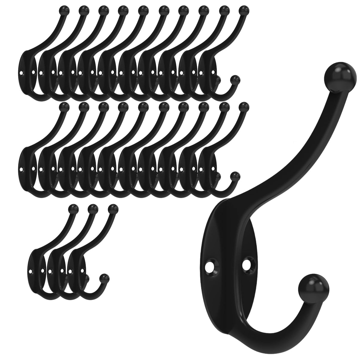 CBWLWJ 16 Pack Coat wall Hooks for Hanging, Durable Coat Hook Wall Mount, with Easy Installation Metal Closet Hooks, Living Rooms, Entrances, Bathrooms, Bedrooms(Black)
