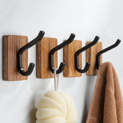 DELITON 26lb Heavy Duty Adhesive Towel Hooks, No-Damage 4 Pack Matte Black