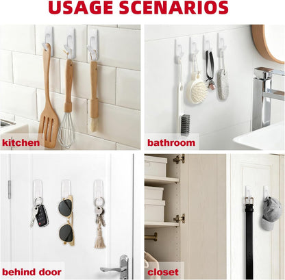 20 pcs Small wall Hooks for Hanging Heavy Duty, with 24 no Damage Adhesive Removable Strips Towel Hanger for Bathroom, Dorm Essentials forwreath,hat,Coat