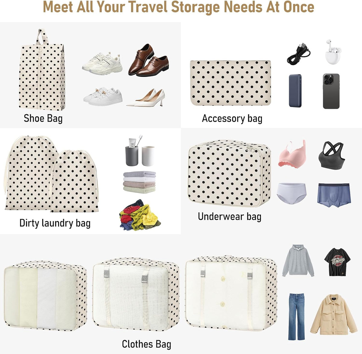 Packing Cubes for Travel - 8 Set Luggage Organizer Bags for Family, Mesh Breathable Packing Cubes for Suitcases Durable Travel Essentials Bags Set