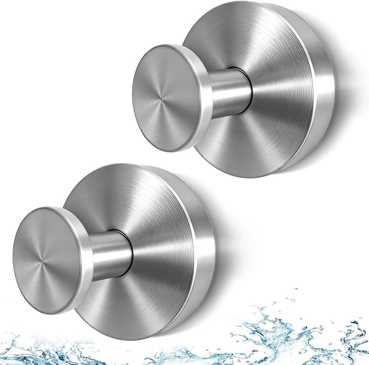 Suction Cup Hooks for Shower, Heavy Duty Stainless Steel, Silver 2 Pack