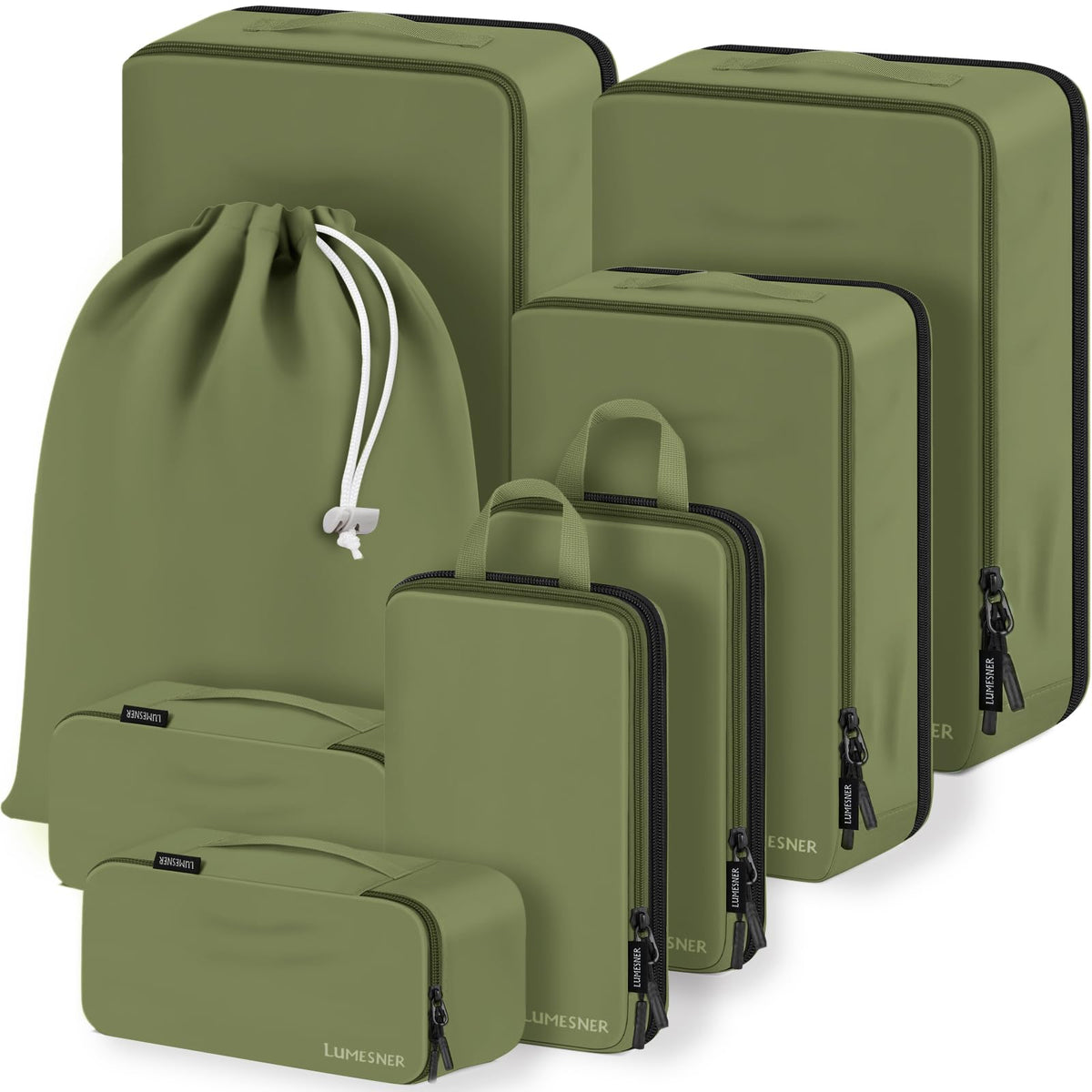 Lumesner 8 Set Compression Packing Cubes, Travel Suitcase Organizers