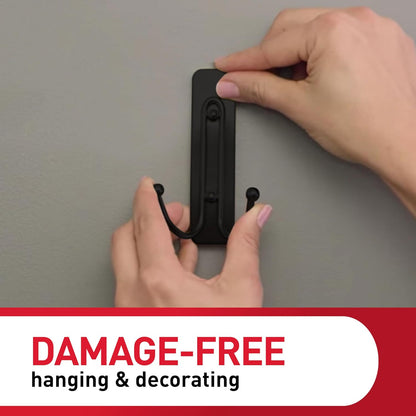 Command Large Black Bath Double Hooks, 1 Hook, 1 Strip