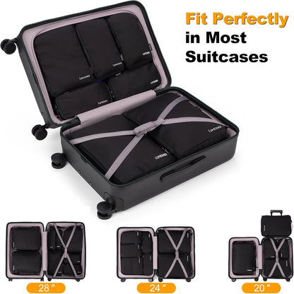 Lumesner 8 Set Compression Packing Cubes, Travel Suitcase Organizers