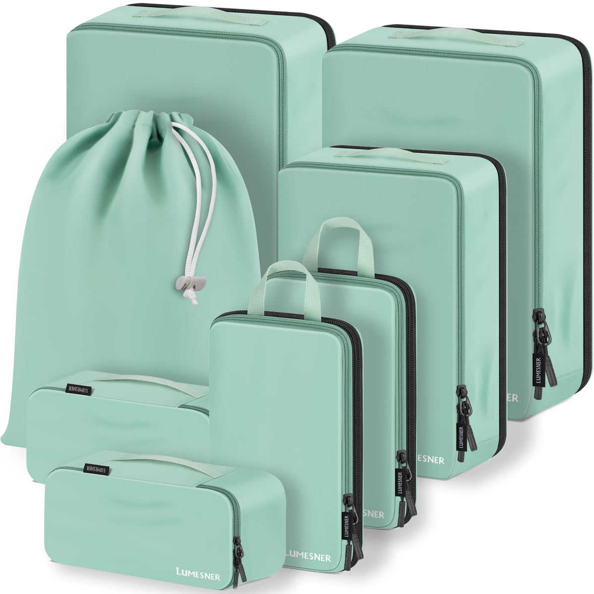 Lumesner 8 Set Compression Packing Cubes, Travel Suitcase Organizers