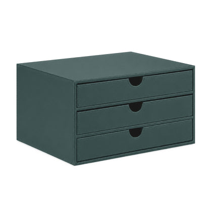 UnionBasic Document Organizer, 3-Drawer File Cabinet Document Storage Box, Office Desktop Filing Organizer, Black with Wood Grain Drawers