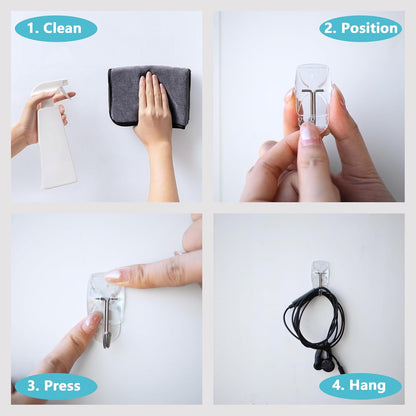 MOVELYST White Wall Hooks for Hanging, 32 Hooks+40 Strips, Value Pack (S)