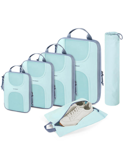 BAGSMART 6 Set Compression Packing Cubes, Travel Luggage Organizer Bags