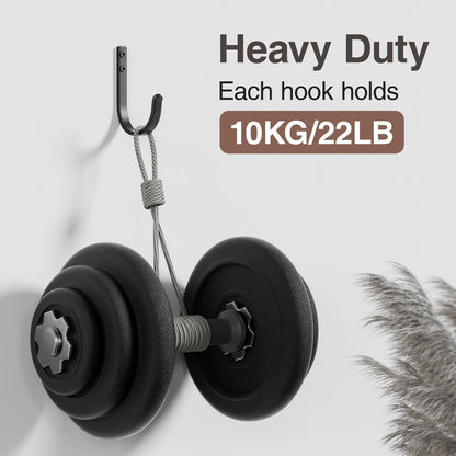 10-Pack 22LB Wall Hooks for Hanging Towel/Coat, Black