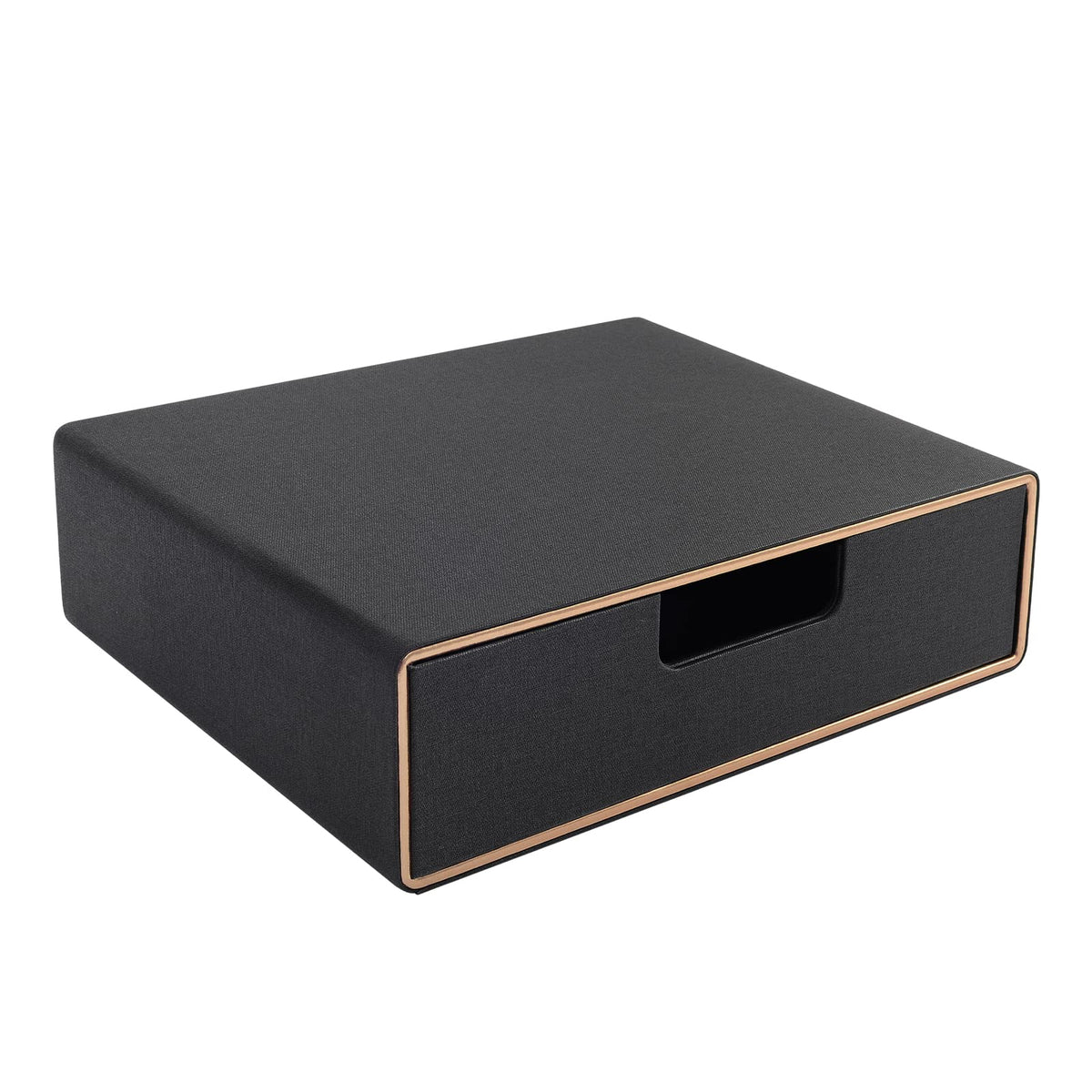 Cloth-effect Faux Leather Desk Organizer File Cabinet Executive Office Supplies Desktop Filing A4 Contract Document Stackable Storage Box with 3 Drawers (Grey)