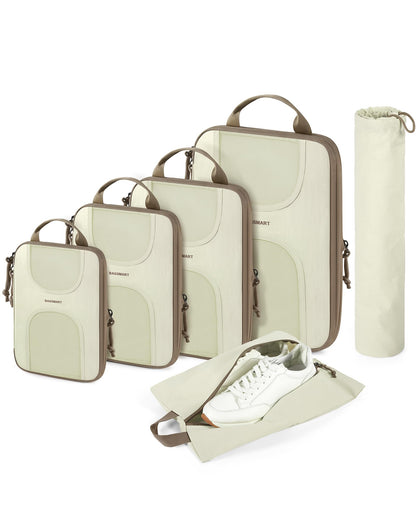 BAGSMART 6 Set Compression Packing Cubes, Travel Luggage Organizer Bags