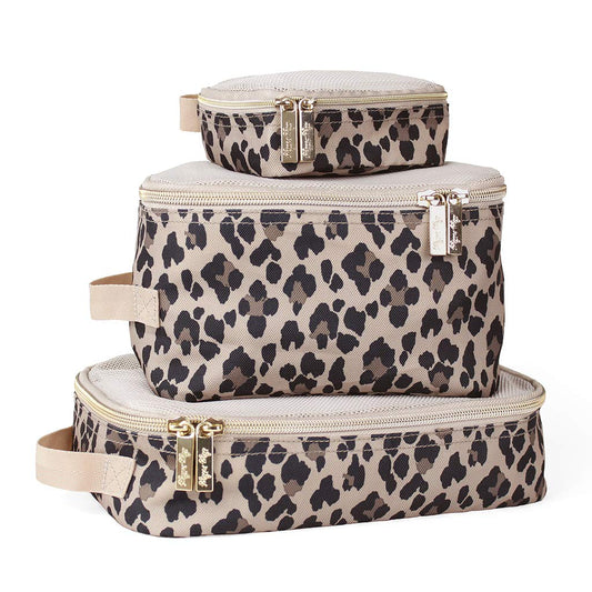 Itzy Ritzy Packing Cubes for Travel, Set of 3 Travel Organizers (Leopard)