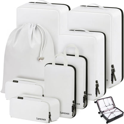 Lumesner 8 Set Compression Packing Cubes, Travel Suitcase Organizers