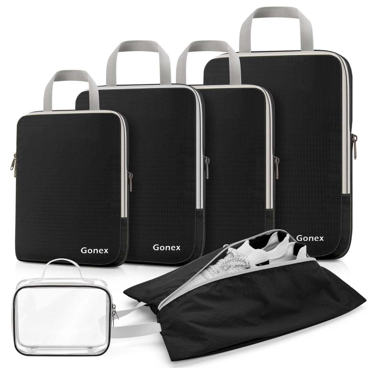Gonex 10-Piece Compression Packing Cubes with Travel Organizer Set