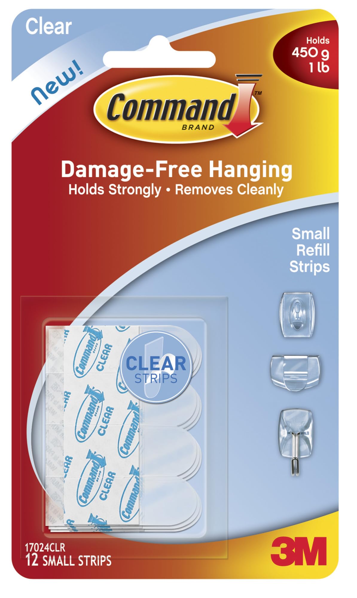 Command Small Clear Oval Hooks, Indoor Use, 2-Hooks, 4-Strips, Decorate Damage-Free