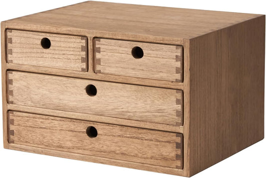 KIRIGEN Wood Desk Organizer with 4 Drawers, Desktop Storage, Brown 34-DBR