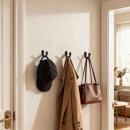 CBWLWJ 16 Pack Coat Hooks Wall Mounted Single Prong Robe Wall Hooks for Hanging Towel Hooks for Living Room, Bathroom, Kitchen, Bedroom for Coat, Bag, Scarf, Towel, Hat, Key, Cup (Black)